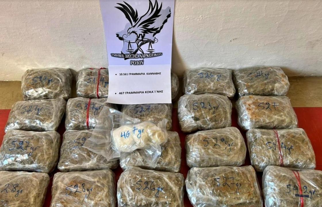 Συνελήφθησαν δυο αλλοδαποί που μετέφεραν μεγάλη ποσότητα ναρκωτικών με σκοπό τη διακίνηση στη Ρόδο - Κατασχέθηκαν 10,5 κιλά κάνναβης, 470 γραμμ. κοκαΐνης κ.α.