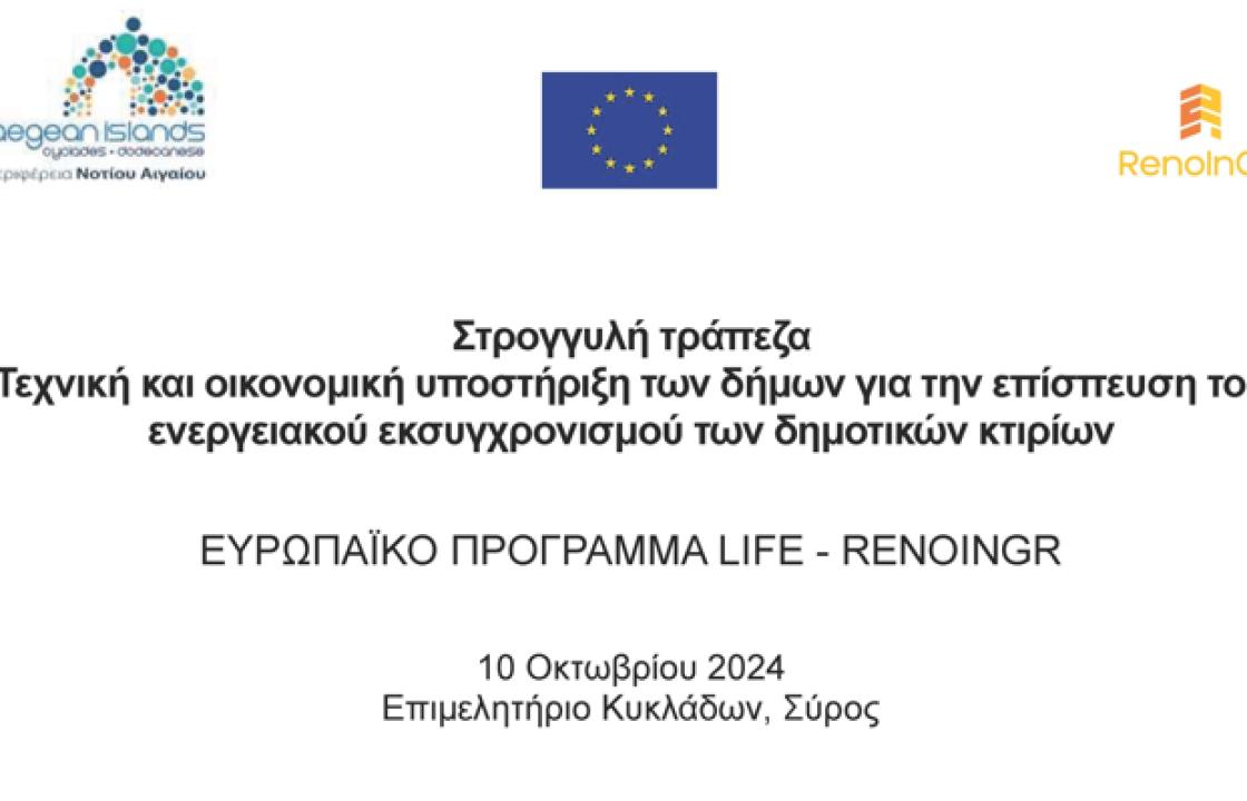 Πρόσκληση της Περιφέρειας Ν. Αιγαίου προς Δήμους. Στρογγυλή Τράπεζα - Εργαστήριο